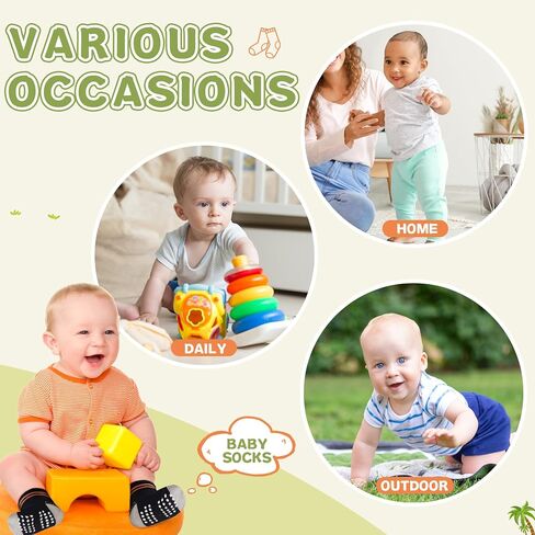 Toddler Non Slip Grips Socks Kids Anti Skid Baby Boys Girls Cotton Crew Socks 12 Pairs in Saudi Arabia