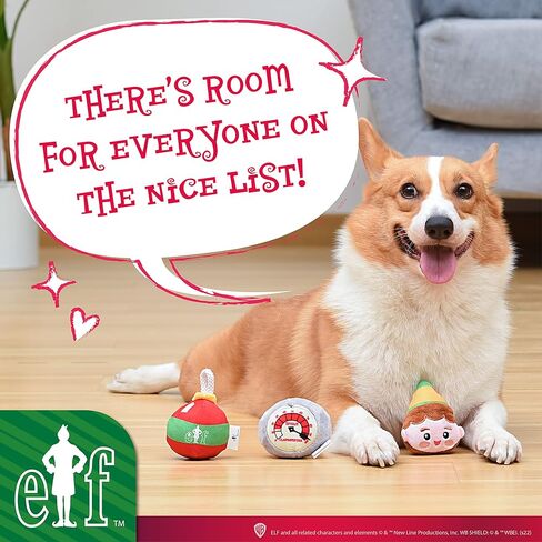 Elf for Pets 7" Dog Plush & Rope Candy Toy | Squeaky Plush Toys, Rope Tug Toys for Dogs | Officially Licensed Pet Product for Dogs & Pet Stocking Stuffers, Buddy, Candy, & Maple Syrup Rope (FF23461) in Kuwait