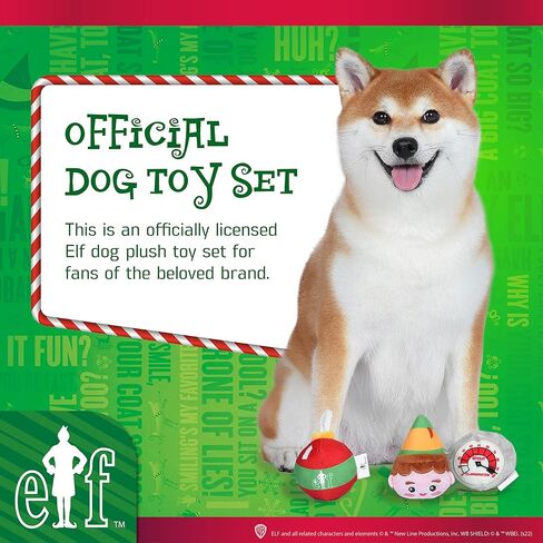 Elf for Pets 7" Dog Plush & Rope Candy Toy | Squeaky Plush Toys, Rope Tug Toys for Dogs | Officially Licensed Pet Product for Dogs & Pet Stocking Stuffers, Buddy, Candy, & Maple Syrup Rope (FF23461) in Kuwait