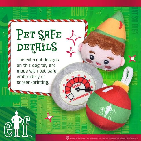 Elf for Pets 7" Dog Plush & Rope Candy Toy | Squeaky Plush Toys, Rope Tug Toys for Dogs | Officially Licensed Pet Product for Dogs & Pet Stocking Stuffers, Buddy, Candy, & Maple Syrup Rope (FF23461) in Kuwait