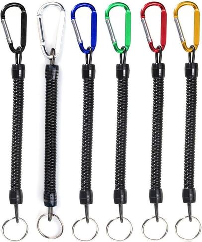 6Pcs Fishing Lanyards with Carabiner Boating Ropes Retention Ropes Holder Pliers Lip Bass Fishing Tackle for Safe Keeping Fishing Rod in Kuwait