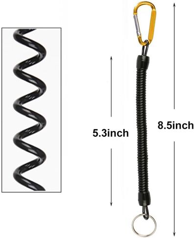 6Pcs Fishing Lanyards with Carabiner Boating Ropes Retention Ropes Holder Pliers Lip Bass Fishing Tackle for Safe Keeping Fishing Rod in Kuwait