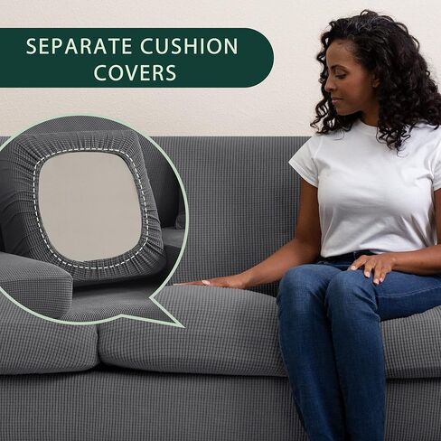 CHUN YI 4 Piece Velvet Couch Covers for 3 Cushion Couch, Water Resistant Non Slip Sofa Slipcover, High Stretch Thick Furniture Protector for Dogs Pets, Large, Ivory White in Kuwait