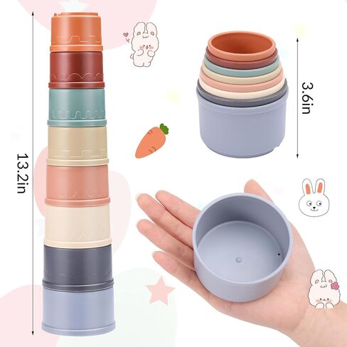 Fuyamp 8 Pcs Stacking Cups for Rabbits, Multi-Colored Reusable Stack up Bunny Cups for Rabbits, Hamster and Other Small Animals Hiding Food and Playing in Kuwait
