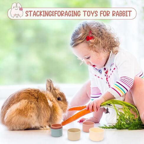 Fuyamp 8 Pcs Stacking Cups for Rabbits, Multi-Colored Reusable Stack up Bunny Cups for Rabbits, Hamster and Other Small Animals Hiding Food and Playing in Kuwait