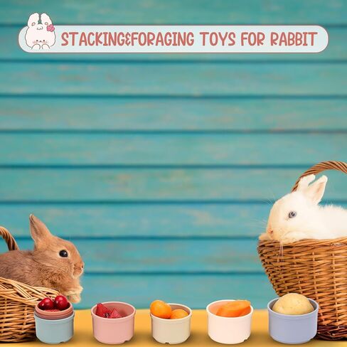 Fuyamp 8 Pcs Stacking Cups for Rabbits, Multi-Colored Reusable Stack up Bunny Cups for Rabbits, Hamster and Other Small Animals Hiding Food and Playing in Kuwait