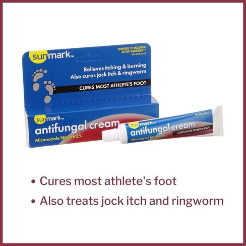 كريم مضاد للفطريات مع 2% نترات ميكونازول - يخفف الحكة والحرق والتشقق المرتبط بالقدم الرياضي، وحكة اللعب، والقوباء الحلقية - أنبوب 1 أونصة، عدد 1 in Kuwait