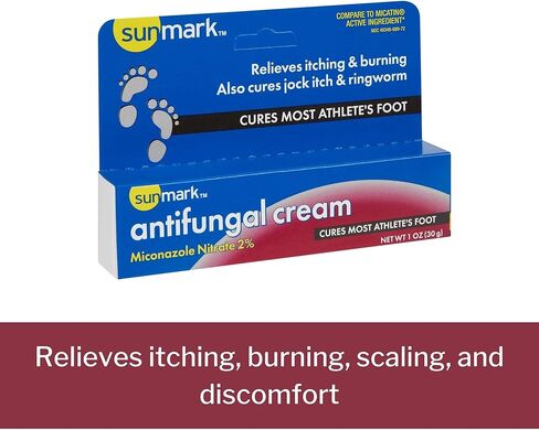 كريم مضاد للفطريات مع 2% نترات ميكونازول - يخفف الحكة والحرق والتشقق المرتبط بالقدم الرياضي، وحكة اللعب، والقوباء الحلقية - أنبوب 1 أونصة، عدد 1 in Kuwait