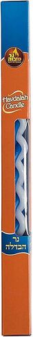 Ner Mitzvah Braided Havdalah Candle - 6-Pack - Round Blue and White Paraffin Wax - Handcrafted Havdallah Candle - Shabbat Judaica Gift in Saudi Arabia
