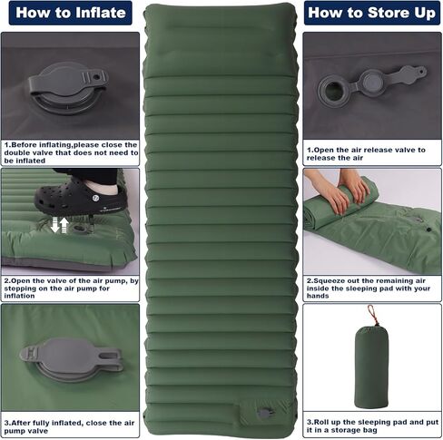 وسادة نوم للتخييم من ورلديب، لون اخضر in Kuwait