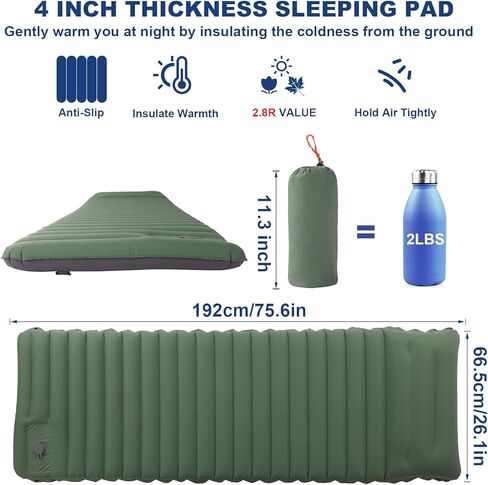 وسادة نوم للتخييم من ورلديب، لون اخضر in Kuwait