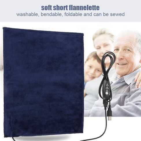 Akozon USB وسادة التدفئة 5V 2A سخان القماش الكهربائي قابل للغسل وسادة قابلة للطي 45 درجة مئوية 9.511.8in 3 وضع درجة حرارة قابلة للتعديل ومؤقت لمقعد الملابس لتدفئة الحيوانات الأليفة in Kuwait