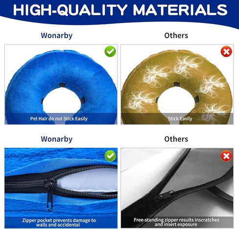 طوق مخروطي للكلاب بعد الجراحة - مخاريط ناعمة للكلاب والقطط الكبيرة - بديل طوق مخروطي للكلب الإليزابيثي قابل للنفخ - طوق تعافي قابل للتعديل للحيوانات الأليفة - أزرق - كبير (الرقبة 12 بوصة - 19 بوصة) in Kuwait