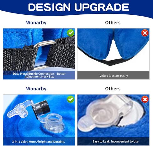 طوق مخروطي للكلاب بعد الجراحة - مخاريط ناعمة للكلاب والقطط الكبيرة - بديل طوق مخروطي للكلب الإليزابيثي قابل للنفخ - طوق تعافي قابل للتعديل للحيوانات الأليفة - أزرق - كبير (الرقبة 12 بوصة - 19 بوصة) in Kuwait