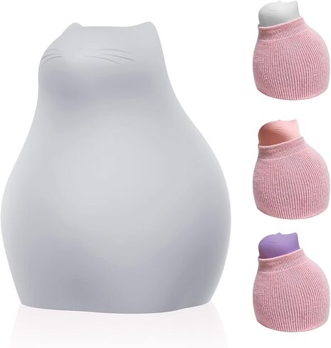 زجاجة ماء ساخن صغيرة مع غطاء للضغط الساخن والبارد، حقيبة ساخنة صغيرة من السيليكون الناعم لتسخين الميكروويف 300 مل للأطفال والنساء والمكتب والمنزل والسفر وتخفيف الألم وهدايا العطلات (أبيض) in Kuwait