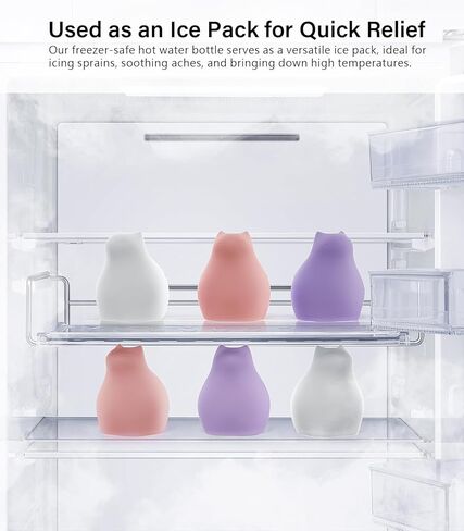 زجاجة ماء ساخن صغيرة مع غطاء للضغط الساخن والبارد، حقيبة ساخنة صغيرة من السيليكون الناعم لتسخين الميكروويف 300 مل للأطفال والنساء والمكتب والمنزل والسفر وتخفيف الألم وهدايا العطلات (أبيض) in Kuwait