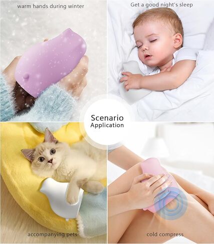 زجاجة ماء ساخن صغيرة مع غطاء للضغط الساخن والبارد، حقيبة ساخنة صغيرة من السيليكون الناعم لتسخين الميكروويف 300 مل للأطفال والنساء والمكتب والمنزل والسفر وتخفيف الألم وهدايا العطلات (أبيض) in Kuwait