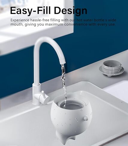 زجاجة ماء ساخن صغيرة مع غطاء للضغط الساخن والبارد، حقيبة ساخنة صغيرة من السيليكون الناعم لتسخين الميكروويف 300 مل للأطفال والنساء والمكتب والمنزل والسفر وتخفيف الألم وهدايا العطلات (أبيض) in Kuwait