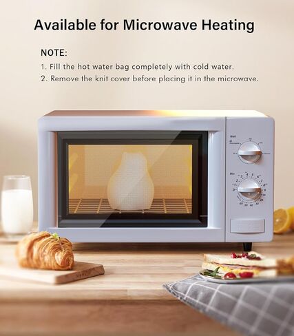زجاجة ماء ساخن صغيرة مع غطاء للضغط الساخن والبارد، حقيبة ساخنة صغيرة من السيليكون الناعم لتسخين الميكروويف 300 مل للأطفال والنساء والمكتب والمنزل والسفر وتخفيف الألم وهدايا العطلات (أبيض) in Kuwait