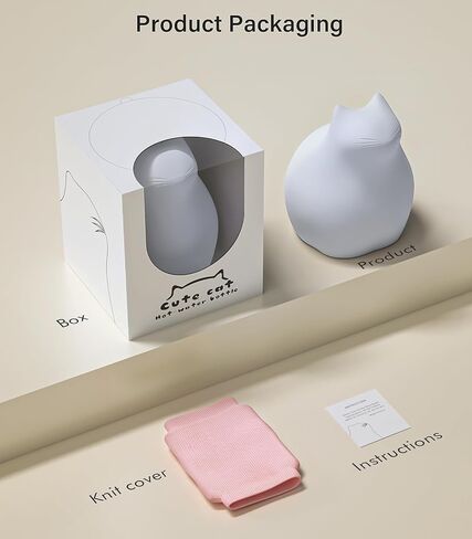 زجاجة ماء ساخن صغيرة مع غطاء للضغط الساخن والبارد، حقيبة ساخنة صغيرة من السيليكون الناعم لتسخين الميكروويف 300 مل للأطفال والنساء والمكتب والمنزل والسفر وتخفيف الألم وهدايا العطلات (أبيض) in Kuwait