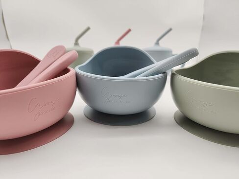 Goose Goodson + Co | 100% Food Grade Silicone Baby + Toddler Feeding Essentials Set | 10 Piece Baby Feeding Set | BPA Free (Pink) in Saudi Arabia