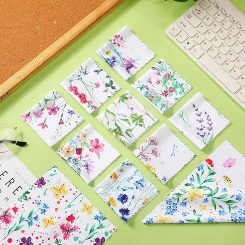Copkim 36 Pcs Glasses Cleaning Cloth Flower Design Microfiber Cleaning Cloth for Glasses Soft Multicolor Glasses Cleaner Cloth for Eyeglasses Cell Phone Screens Camera Lens, 12 Styles, 6.3 x 6.3 Inch in Kuwait