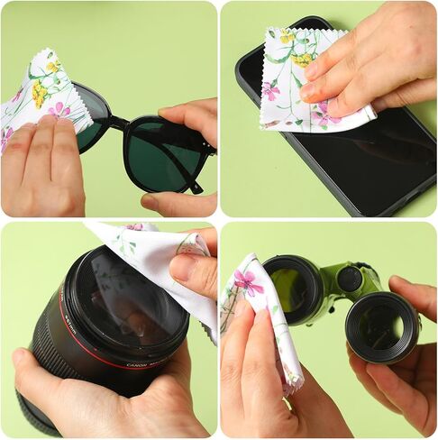 Copkim 36 Pcs Glasses Cleaning Cloth Flower Design Microfiber Cleaning Cloth for Glasses Soft Multicolor Glasses Cleaner Cloth for Eyeglasses Cell Phone Screens Camera Lens, 12 Styles, 6.3 x 6.3 Inch in Kuwait