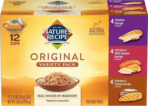 وصفة الطبيعة لحم الضأن الناضج والأرز 24 رطلاً من طعام الكلاب الجاف + مجموعة وصفات الدجاج المتنوعة 2.75 أونصة (عبوة من 24 قطعة) حزمة طعام الكلاب الرطبة in Kuwait