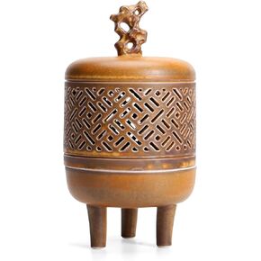 Ceramic Incense Burner Chinese Antique Tripod Stove Ding Incense Holder for Yoga, SPA, Meditation in Kuwait