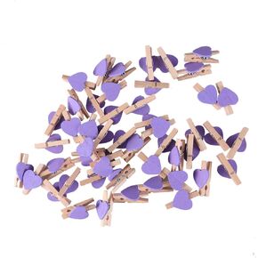 Kisangel 50pcs Heart Wooden Mini Clothes Pins Photo Clips for Scrapbooking, Arts & Crafts, Hanging Photos (Blue)