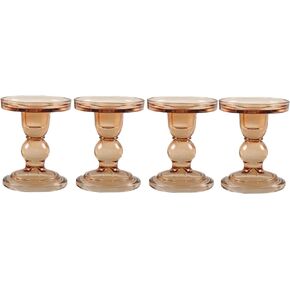 4 Pcs Glass Candle Holders Green, ViViTOP Taper Pillar Candle Holders Set, Candlestick Holders Candles Tealight Stand for Wedding Centerpieces Home Decorations Dining Table