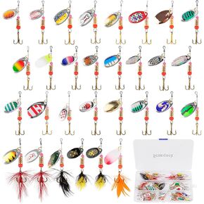 مجموعة طعوم سكونكايك الدوارة، طعوم صيد للمياه العذبة، ملونة، ساطعة، أوزان نحاسية، مجموعة طعوم دوارة معدنية صلبة غير قابلة للصدأ مع صندوق أدوات الصيد... in Kuwait