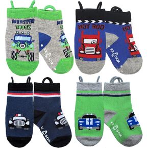 Ez Sox Toddler Boys Girls Socks Non Skid Seamless Toe Anti Slip Grip Pull Up Loops in Kuwait