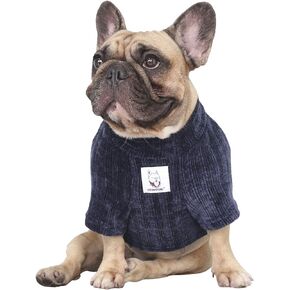 سترة شتوية دافئة من iChoue Pet Dog بياقة مدورة لبلدغ فرنسي فرنسي شيبا إينو سروال قصير للطقس البارد - أزرق/متوسط