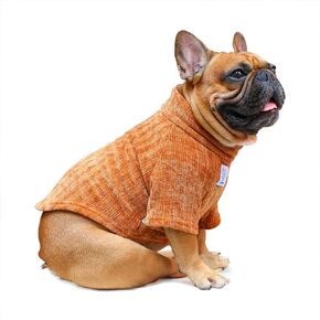 iChoue Pet Dog Winter Warm Sweater Clothes Turtleneck for French Bulldog Frenchie Shiba Inu Corduroy Cold Weather Pullover Coat Shirt - Purple/Medium