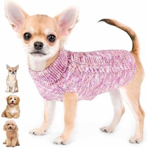 سترة Lukovee للكلاب الصغيرة - سترة للكلاب بياقة مدورة مع فتحة للمقود، بلوفر دافئ منسوج بكابل للشتاء والخريف ملابس للكلاب الصغيرة للكلاب الصغيرة والمتوسطة والبنات (أزرق، XS) in Kuwait