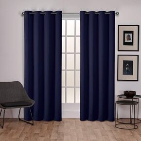 Exclusive Home Sateen Twill Woven Room Darkening Blackout Grommet Top Curtain Panel Pair, 52"x96", Blush in Kuwait