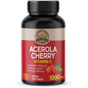 NANOWELL Acerola Cherry Vitamin C 1000mg، دعم المناعة - 180 قرصًا × 3 زجاجات (540 عددًا)