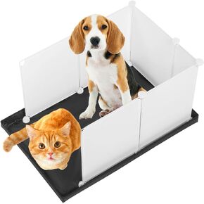 MEEXPAWS Puppy Dog Pee Pad Holder with Dog Litter Box Enclosure Splash Guard, Foldable Liner Base 23'' x 15'', Indoor Dog Potty, DIY Dog & Cat Litter Box Shields, Dog Litter Box with High Walls