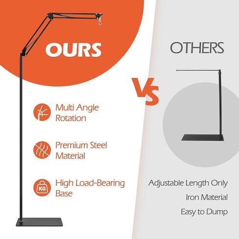 حامل مصباح حراري للزواحف من ايه زد في، حامل اضاءة تسخين للسحلية، حامل معدني قابل للدوران 360 درجة لقفص الموطن، حامل مصباح ارضي قابل للتعديل للسلاحف والثعابين والتنين الملتحي in Kuwait