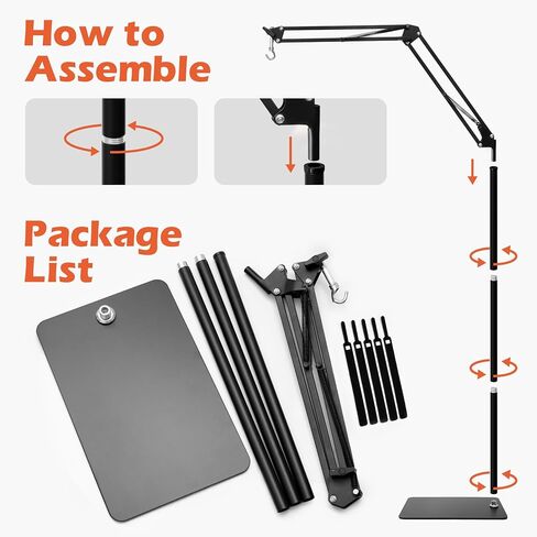 حامل مصباح حراري للزواحف من ايه زد في، حامل اضاءة تسخين للسحلية، حامل معدني قابل للدوران 360 درجة لقفص الموطن، حامل مصباح ارضي قابل للتعديل للسلاحف والثعابين والتنين الملتحي in Kuwait