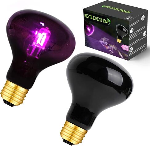 FIVEAGE Night Heat Lamp 100W Reptile Heating Bulb, Infrared Moonlight UVA Basking Spot Lamp for Reptile and Amphibian Bearded Dragon Lizard Tortoise Snake-2 Pack in Kuwait