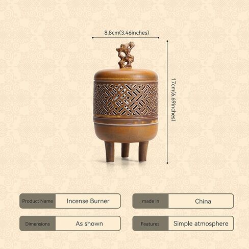 Ceramic Incense Burner Chinese Antique Tripod Stove Ding Incense Holder for Yoga, SPA, Meditation in Kuwait