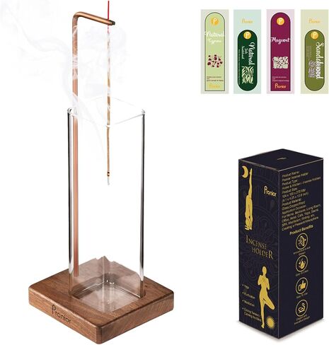 حامل بخور للعصي، مبخرة عصرية مع اداة التقاط رماد زجاجية قابلة للازالة، حامل عصي بخور مضاد للرماد للاسترخاء واليوجا والمنتجعات الصحية والوساطة في المنزل وهدية ديكور من برونيور in Kuwait