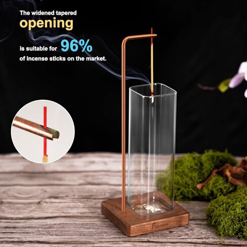حامل بخور للعصي، مبخرة عصرية مع اداة التقاط رماد زجاجية قابلة للازالة، حامل عصي بخور مضاد للرماد للاسترخاء واليوجا والمنتجعات الصحية والوساطة في المنزل وهدية ديكور من برونيور in Kuwait