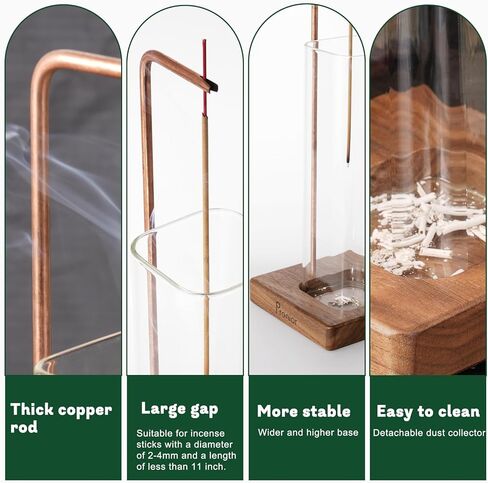 حامل بخور للعصي، مبخرة عصرية مع اداة التقاط رماد زجاجية قابلة للازالة، حامل عصي بخور مضاد للرماد للاسترخاء واليوجا والمنتجعات الصحية والوساطة في المنزل وهدية ديكور من برونيور in Kuwait