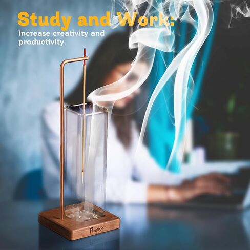 حامل بخور للعصي، مبخرة عصرية مع اداة التقاط رماد زجاجية قابلة للازالة، حامل عصي بخور مضاد للرماد للاسترخاء واليوجا والمنتجعات الصحية والوساطة في المنزل وهدية ديكور من برونيور in Kuwait