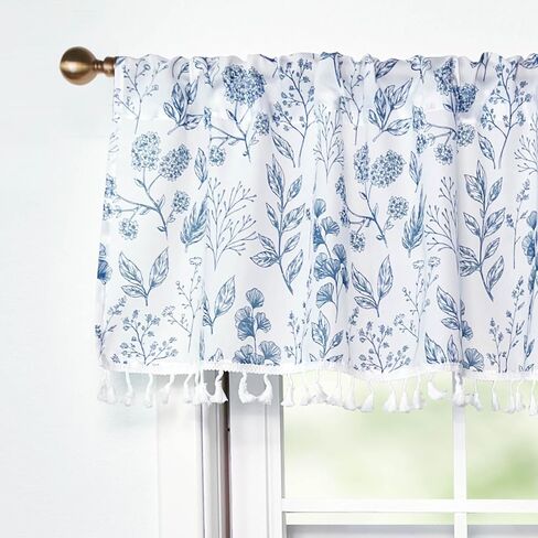 الستارة شرابات بيضاء لأوراق النوافذ المطبوعة شبه شفافة قضيب جيب المطبخ الستارة لغرفة النوم الحمام ستائر النوافذ الصغيرة القبعات العالية 54 × 17 بوصة in Kuwait