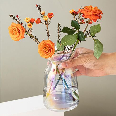 Gute Glass Vases for Decor, Flower Vase for Home Decor, Modern Decorative Flower Vase Centerpieces Living Room, Kitchen, Office Wedding or Gifts(Clear) in Kuwait