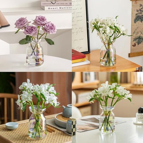 Gute Glass Vases for Decor, Flower Vase for Home Decor, Modern Decorative Flower Vase Centerpieces Living Room, Kitchen, Office Wedding or Gifts(Clear) in Kuwait